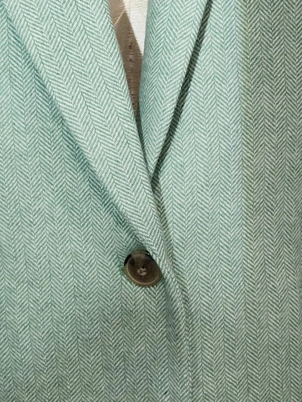 J crew Teal Herringbone wool blend Holland blazer button closure